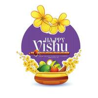 hermosa vishukaní flor tarjeta para vishu festival vishu keralas nuevo año vector