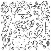 Doodle Bacteria And Virus Theme Doodle Collection In White Isolated Background, Hand-drawn Bacteria And Virus Theme. vector