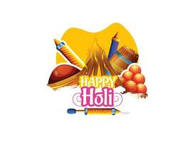 Happy Holi Festival Of Colors Illustration Of Colorful Gulal For Holi, In Hindi Holi Hain Meaning Its Holi vector