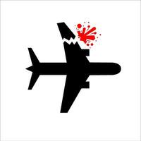 Vector Plane crash accident silhouette illustration icon