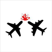 Vector Plane crash accident silhouette illustration icon