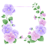 vattenfärg hand dragen illustration violett lila blomma och löv ramar för bröllop inbjudan brud- dusch hälsning kort png