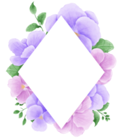 acquerello mano disegnato illustrazione viola viola fiore e le foglie montatura per nozze invito bridal doccia saluto carta png