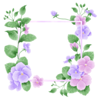 aquarelle main tiré illustration violet violet fleur et feuilles cadres pour mariage invitation de mariée douche salutation carte png