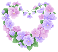 acuarela mano dibujado ilustración Violeta púrpura flor y hojas corazón marcos para Boda invitación nupcial ducha saludo tarjeta png