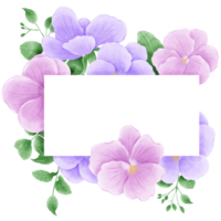 waterverf hand- getrokken illustratie paars Purper bloem en bladeren kaders voor bruiloft uitnodiging bruids douche groet kaart png