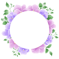 Watercolor hand drawn illustration Violet purple flower and leaves frames for wedding invitation bridal shower greeting card png