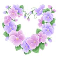 vattenfärg hand dragen illustration violett lila blomma och löv hjärta ramar för bröllop inbjudan brud- dusch hälsning kort png