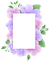 Watercolor hand drawn illustration Violet purple flower and leaves frames for wedding invitation bridal shower greeting card png