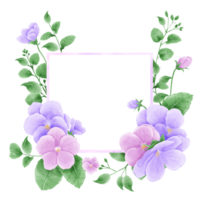 aquarelle main tiré illustration violet violet fleur et feuilles cadres pour mariage invitation de mariée douche salutation carte png