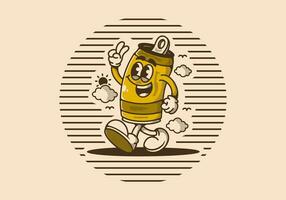 mascota personaje ilustración de caminando cerveza lata vector