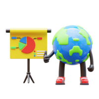 Earth character is making a presentation png