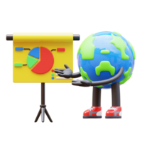 Earth character is making a presentation png