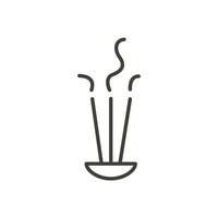 Scented Spa stick on holder. Incense sticks. Cosmetic procedure, yoga and aromatherapy. Vector outline icon isolated on white.