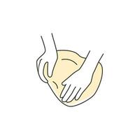 Set of kneading dough hands. Homemade bakery. Making sourdough bread. Instruction for baking recipe. Flat vector hand drawn doodle style isolated on white illustration for cookbook or cooking blog.