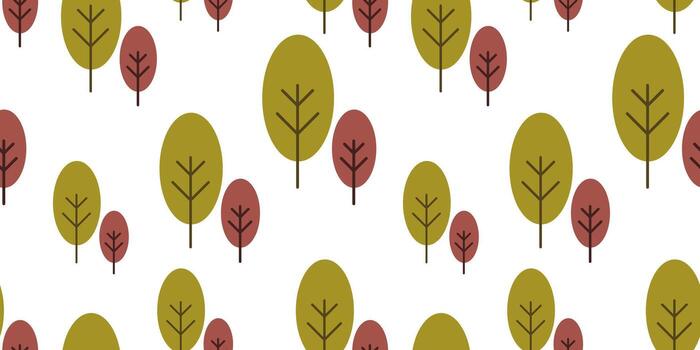 seamless retro trees pattern, forest background, minimal style design for textile, wallpaper, fabric, decor, wrapping, vector illustration