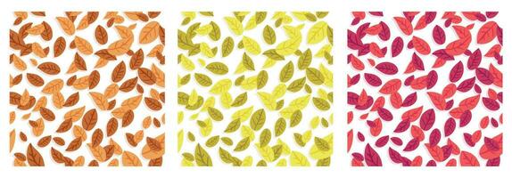seamless pattern natural fallen leaves of forest trees, botanical seasonal, design for wrapping paper, wallpaper, fabric print, vector illustration