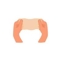 Set of kneading dough hands. Homemade bakery. Making sourdough bread. Instruction for baking recipe. Flat vector cartoon illustration isolated on white background for cookbook or cooking blog.