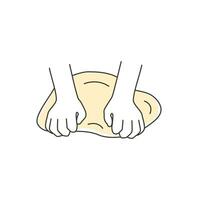 Set of kneading dough hands. Homemade bakery. Making sourdough bread. Instruction for baking recipe. Flat vector hand drawn doodle style isolated on white illustration for cookbook or cooking blog.