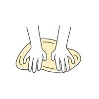 Set of kneading dough hands. Homemade bakery. Making sourdough bread. Instruction for baking recipe. Flat vector hand drawn doodle style isolated on white illustration for cookbook or cooking blog.