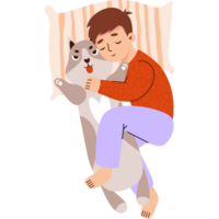 Sleeping boy with  dog toy png