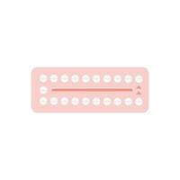 WebWomen contraceptive hormonal birth control medication colored flat style icon. Female oral contraception pills blister. Safe sex vector element.