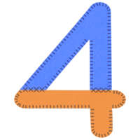Fabric Alphabet Letter Number 4 png