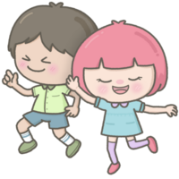 Cute couple boy and girl dancing png