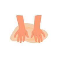 Set of kneading dough hands. Homemade bakery. Making sourdough bread. Instruction for baking recipe. Flat vector cartoon illustration isolated on white background for cookbook or cooking blog.