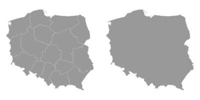 Polonia gris mapa con provincias vector ilustración.