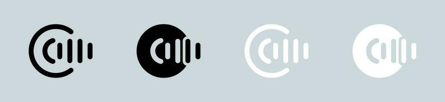 Recording icon set in black and white. Audio signs vector illustration.