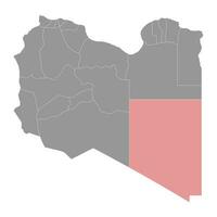 Kufra district map, administrative division of Libya. Vector illustration.