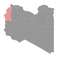 Nalut district map, administrative division of Libya. Vector illustration.