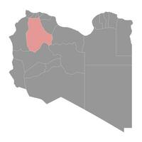 Jabal al Gharbi district map, administrative division of Libya. Vector illustration.