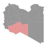 Murzuq district map, administrative division of Libya. Vector illustration.