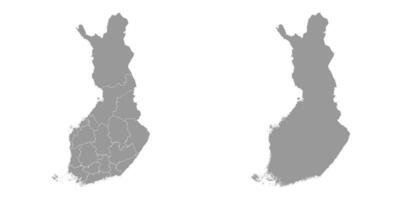 Finland gray map with regions. Vector illustration.