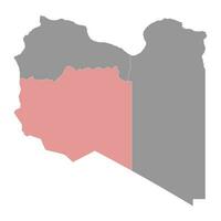 Fezzan region map, administrative division of Libya. Vector illustration.