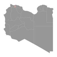 Jafara district map, administrative division of Libya. Vector illustration.