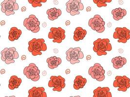 Seamless pattern of red and pink roses vector