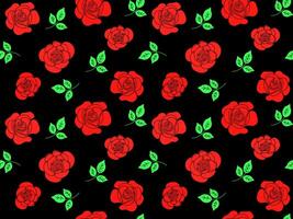 Seamless pattern of red roses on black vector