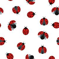 Ladybugs seamless pattern background beetle insect. Vector illustration.