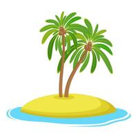 Island with palm trees isolaed on white background, Summer vacation holiday tropical ocean, Vector illustration