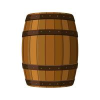 Alcohol barrel, drink container, wooden keg icon isolated on white background. Barrel for wine, rum, beer or gunpowder. Vector Illustration