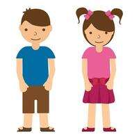 Cute children on white background. Boys and girl in flat style. Teenager vector illustration