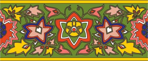 Vector seamless colored national Indian ornament. Endless ethnic pattern of Indian civilization