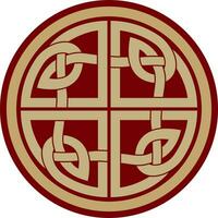 Vector gold and red celtic knot. Ornament of ancient European peoples. The sign and symbol of the Irish, Scots, Britons, Franks