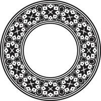 Vector round national monochrome black ornament of ancient Persia. Iranian ethnic circle, ring, border, frame