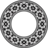 Vector round national monochrome black ornament of ancient Persia. Iranian ethnic circle, ring, border, frame