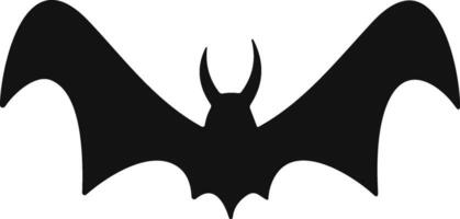 Bat horror flat. Sticker with black mouse for Halloween decoration. Simple icon with animal. Silhouette of flying bat vector