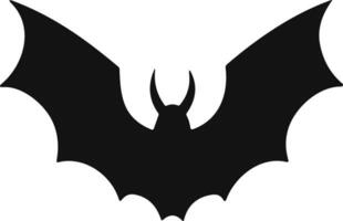 Bat horror flat. Sticker with black mouse for Halloween decoration. Simple icon with animal. Silhouette of flying bat vector